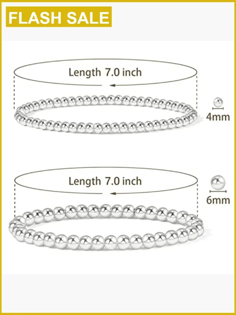 14K Gold Plated Beaded Stretch Bracelet - Elastic Ball Bracelet for Women